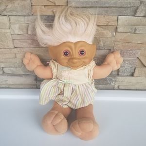 1991 Troll Doll 12" Plush & Plastic White Hair Eye